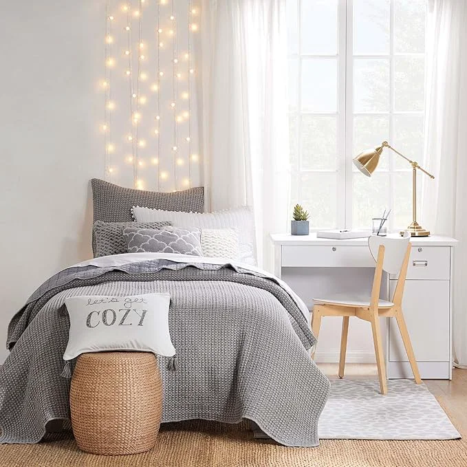 Environmentally Friendly Levtex Home - Mills Waffle - Twin Quilt Set - Grey Cotton Waffle - Quilt Size 68 x 86in. Sham Size 26 x 20in. Verified