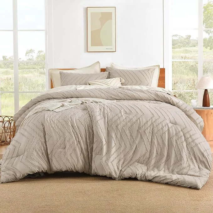 Flexible Litanika Comforter Oversized King Size Set Khaki 3 Pieces Chevron Tufted Solid Bedding Comforter Sets Fluffy Bed Set Stylish