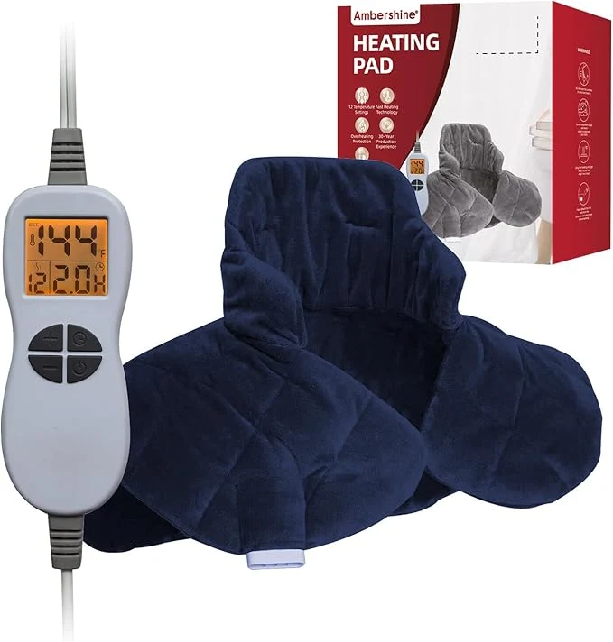 Elite Ambershine 19''x24'' Weighted Neck Shoulder Heating Pad 2.5lbs Sophisticated