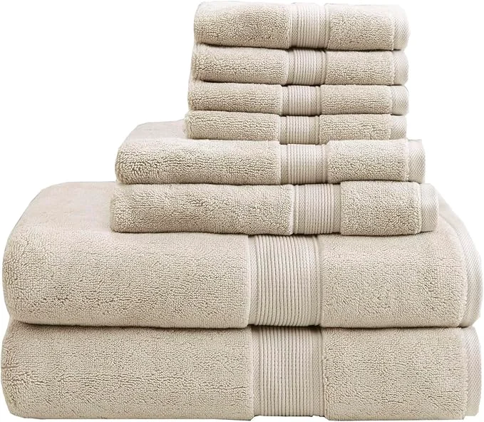 Expertly Made Madison Park 800GSM Bathroom Towel Set of 8 Cotton Bath Towel Set Optimized