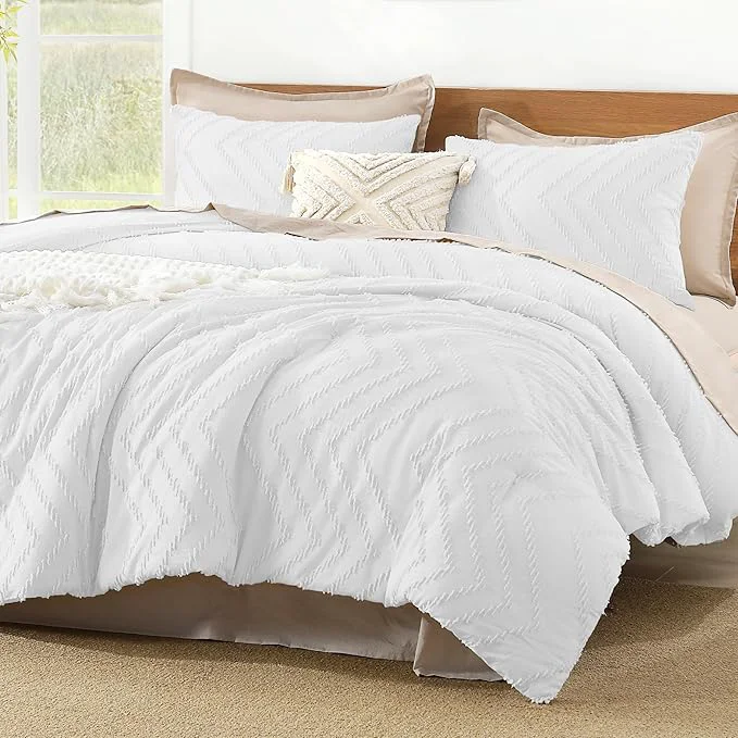 Artisan Litanika White King Comforter Set 3 Pieces Lightweight Tufted Bedding Sets Down Comforter Fluffy Bed Set Gift Choice Prestigious