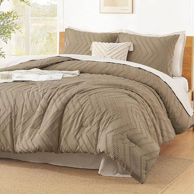 Expertly Made Litanika Taupe King Comforter Set 3 Pieces Lightweight Tufted Bedding Sets Down Comforter Fluffy Bed Set Gift Choice Functional