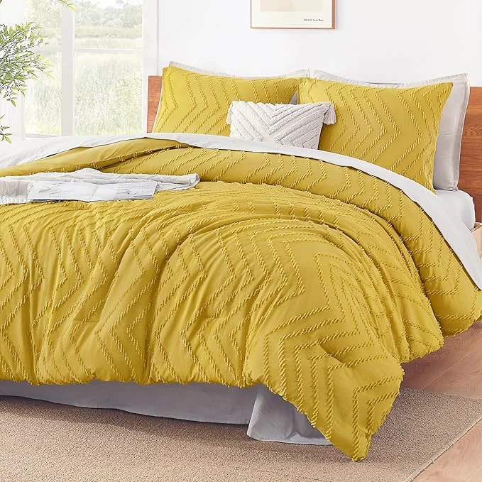 Classic Litanika Mustard Yellow King Comforter Set 3 Pieces Lightweight Tufted Bedding Sets Down Comforter Fluffy Bed Set Gift Choice Authentic