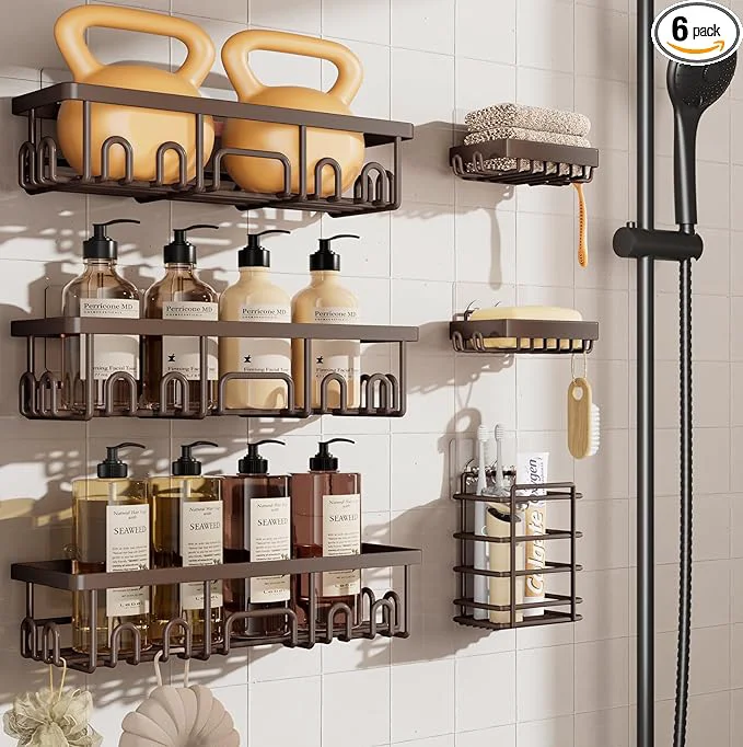 High-Quality Veken Shower Caddy 6-Pack No Drilling Rustproof Waterproof Adhesive Shelves Certified