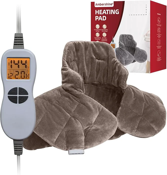 Eco-Friendly Ambershine 19''x24'' Weighted Neck Shoulder Heating Pad 2.5lbs Sophisticated