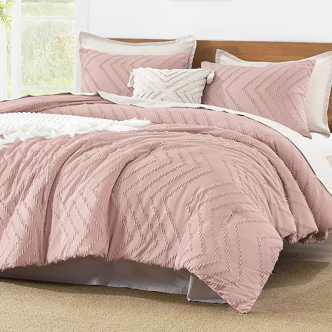 Elegant Litanika Blush Pink King Comforter Set 3 Pieces Lightweight Tufted Bedding Sets Down Comforter Fluffy Bed Set Gift Choice Proven