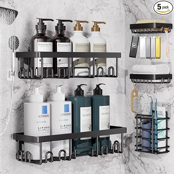 Top-Quality Veken 5-Pack Rustproof Waterproof Shower Caddy 5-Pack No Drilling Adhesive Expertly Made