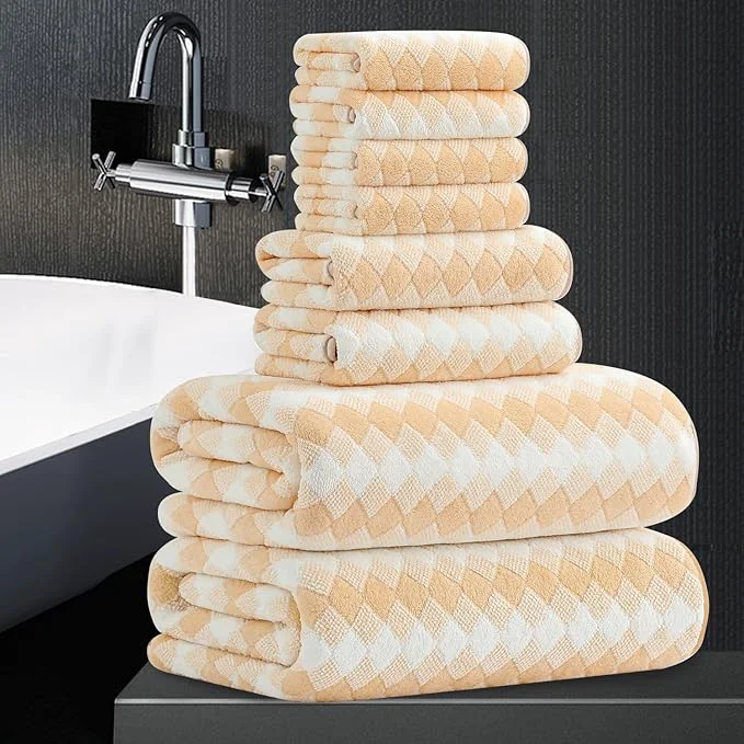 Efficient 8 Piece Bathroom Towel Set 2 Oversized Bath Towels 2 Hand Towels 4 Specialty