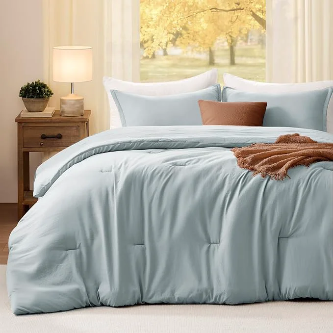 Safe King Comforter Set Mist Blue 3PCS Soft Lightweight Breathable Bedding Comforter for All Season King Size 104 39 39 ×90 39 39 Comforter amp 2 Pillowcases Genuine