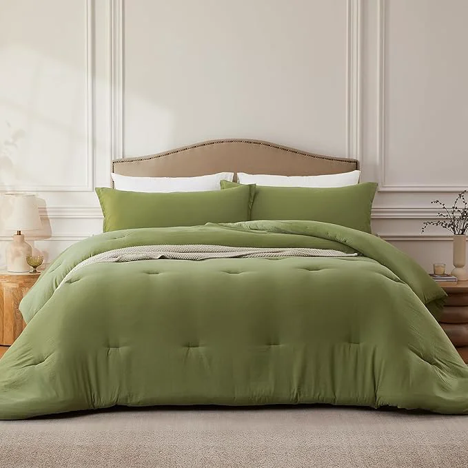 Official Full Comforter Sets OliveGreen 3PCS Soft Lightweight Breathable Bedding Comforter Sets for All Season Full Size 82 39 39 ×86 39 39 Comforter amp 2 Pillowcases Outstanding