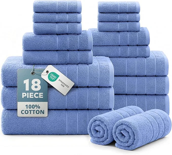 Efficient Casa Platino Cotton Bath Towel 18 Piece Set Breathable