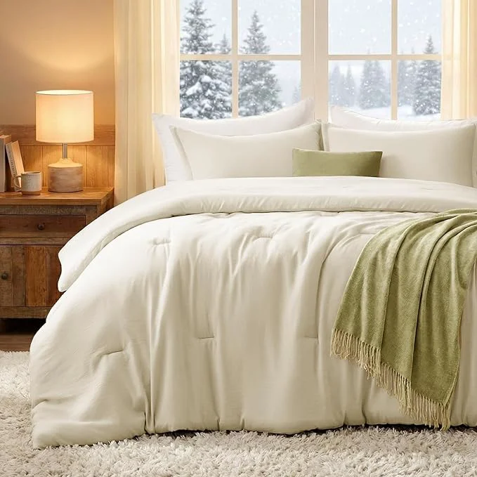 Smart Queen Comforter Set Cream 3PCS Soft Lightweight Breathable Bedding Comforter for All Season Queen Size 90 39 39 ×90 39 39 Comforter amp 2 Pillowcases Luxury