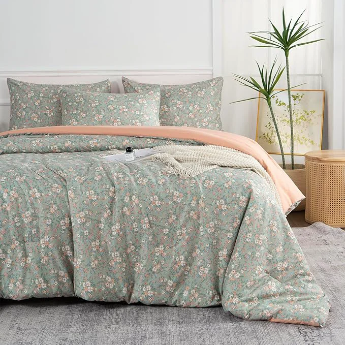 Long-Lasting Floral Full Comforter Set 3 Pieces Soft Chic Garden Style Vintage Print Lightweight Botanical Flower Elite