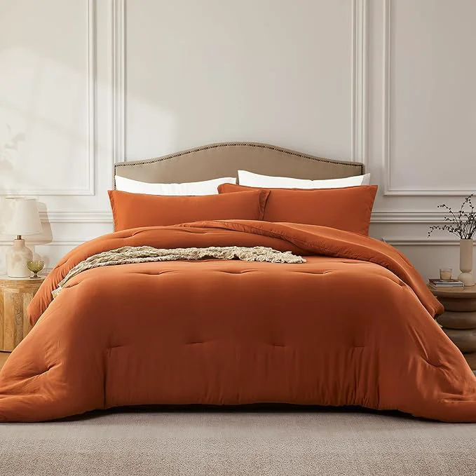 Organic Queen Comforter Sets Terracotta 3PCS Soft Lightweight Breathable Bedding Comforter Sets for All Season Queen Size 90 39 39 ×90 39 39 Comforter amp 2 Pillowcases Prestigious