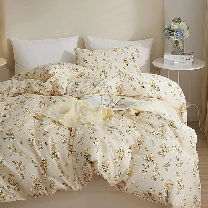 Minimalist HighBuy Girls Yellow Floral Comforter Set Twin XL Bohemian Bedding Sets for Kids Girl Cottagecore 3 Piece Botanical Bedding Comforter Boho Bed Set 1 Comforter and 2 Pillowcases for All Season Convenient