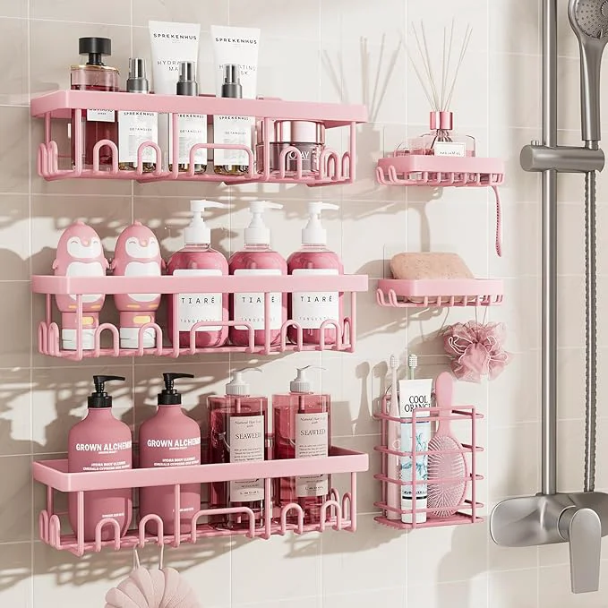 Trusted Veken Large Capacity Shower Caddy 6-Pack No Drilling Rustproof Adhesive Environmentally Friendly