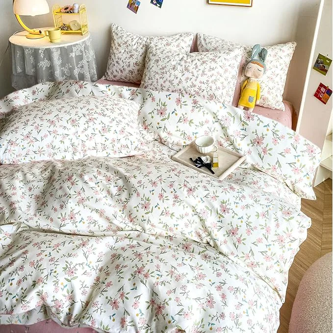 Modern HighBuy 3 Piece Teen Comforter Set Twin XL Size All Season Pink Floral Farmhouse Bedding Comforter with 2 Pillowcases Washable Cozy Comforter for Girls Fluffy Comfy Bedding Sets Quality