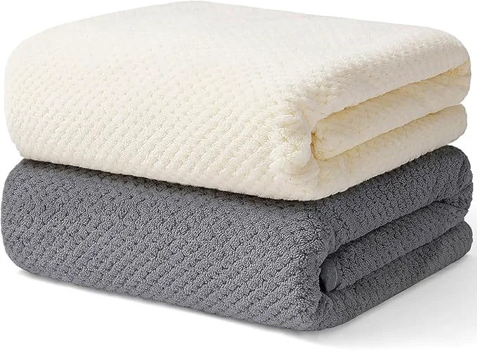 Green 2 Pack Bath Towel Set Waffle Bath Towel Set Microfiber Super Soft Highly Lightweight