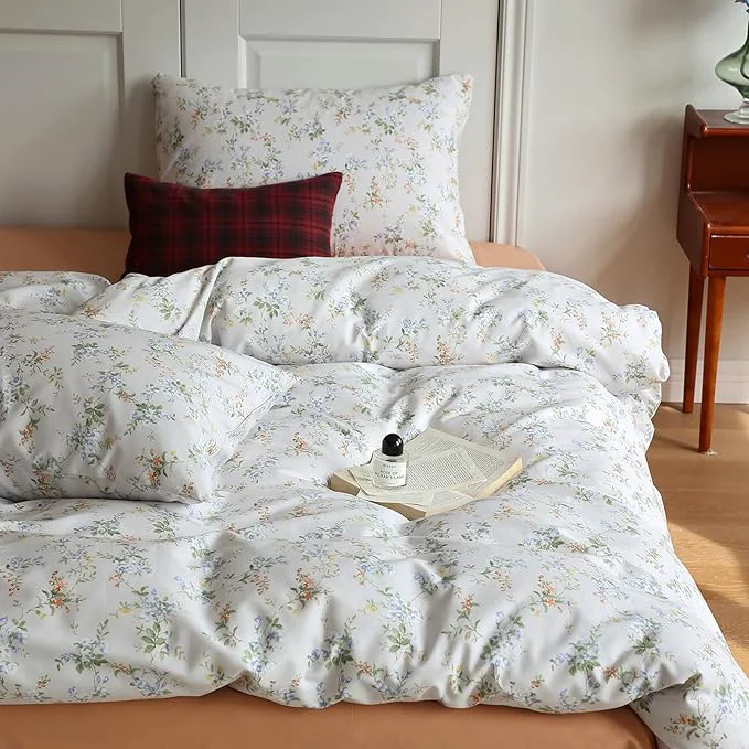 Next-Generation HighBuy Grey Comforter Set Twin XL Size Boho Style with Blue Flower Botanical Bedding Comforter for Cute Cottage Bedding Collection All Season Decorative Elegant Cozy Cooling Comforter Responsible