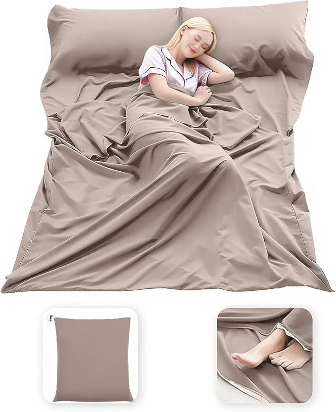 Solid Sleeping Bag Liner Lightweight Compact Sleeping Bag Sack Portable Clean Travel Sheet Camping Sleep Sheet for Backpacking Hotel Hiking Superior