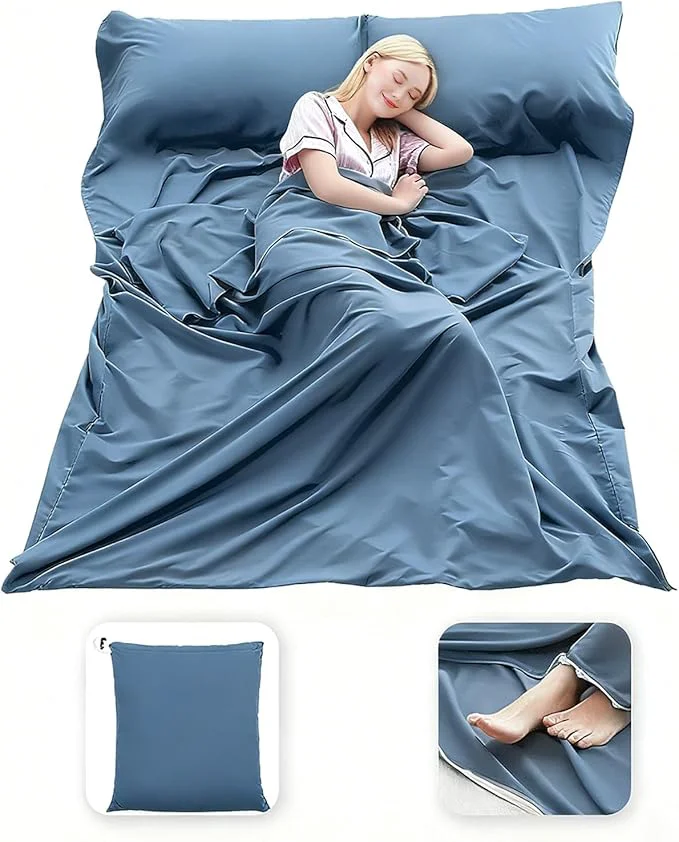Reliable Sleeping Bag Liner Lightweight Compact Sleeping Bag Sack Portable Clean Travel Sheet Camping Sleep Sheet for Backpacking Hotel Hiking Traditional