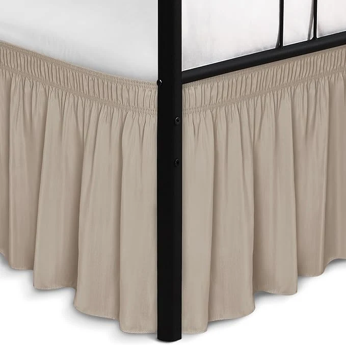 Top-Quality Biscaynebay Wrap Around Bed Skirts with Split Corners for Queen Beds 16 quot Drop Light Camel Elastic Dust Ruffles Adjustable Easy Fit Wrinkle amp Fade Resistant Silky Luxurious Fabric Machine Washable Sustainable