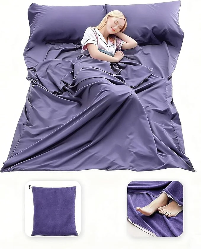 Genuine Sleeping Bag Liner Lightweight Compact Sleeping Bag Sack Portable Clean Travel Sheet Camping Sleep Sheet for Backpacking Hotel Hiking Durable