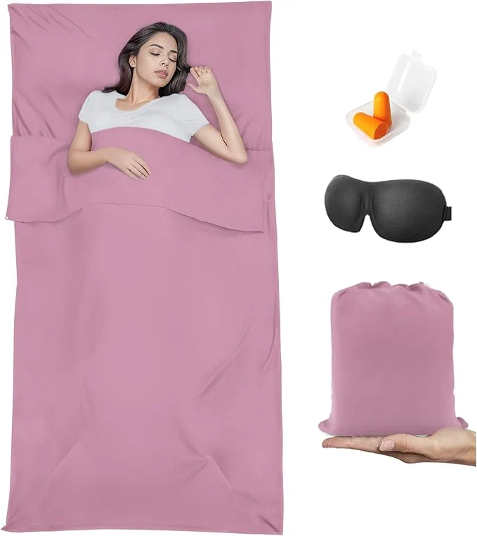 High-Performance Sleeping Bag Liner Travel Sheet amp Adult Sleep Sack Camping Sheets Travel Sleep Sack for Backpacking Hotels amp Hostels -Lightweight Single amp Double Travel Sheet Camping Sheets Fast