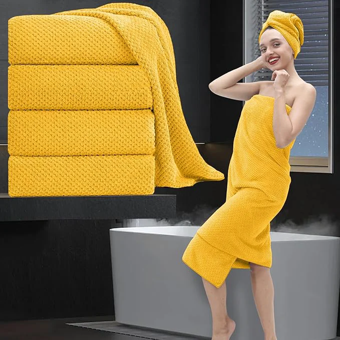 Green Extra Large Bath Towel Set of 4 Oversized Bath Sheet Super Soft Highly Sophisticated