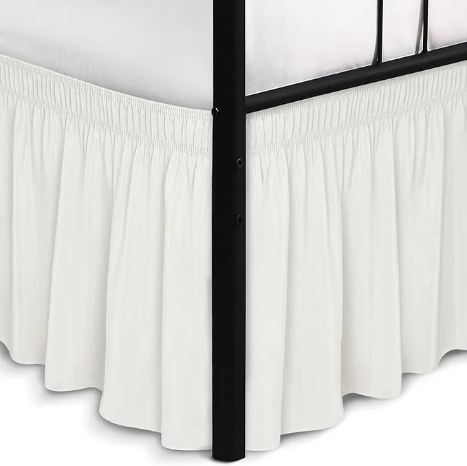 Reliable Biscaynebay Wrap Around Bed Skirts with Split Corners for King Beds 16 quot Drop Ivory Elastic Dust Ruffles Adjustable Easy Fit Wrinkle amp Fade Resistant Silky Luxurious Fabric Machine Washable Natural