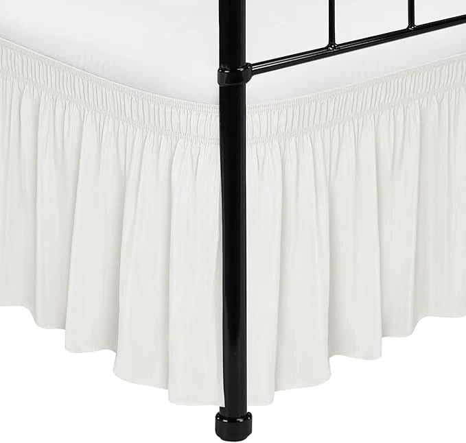 Next-Generation Biscaynebay Wrap Around Bed Skirts with Split Corners for Twin Twin XL Beds 18 quot Drop Ivory Adjustable Elastic Dust Ruffles Easy Fit Wrinkle Resistant Silky Luxurious Fabric Machine Washable Long-Lasting