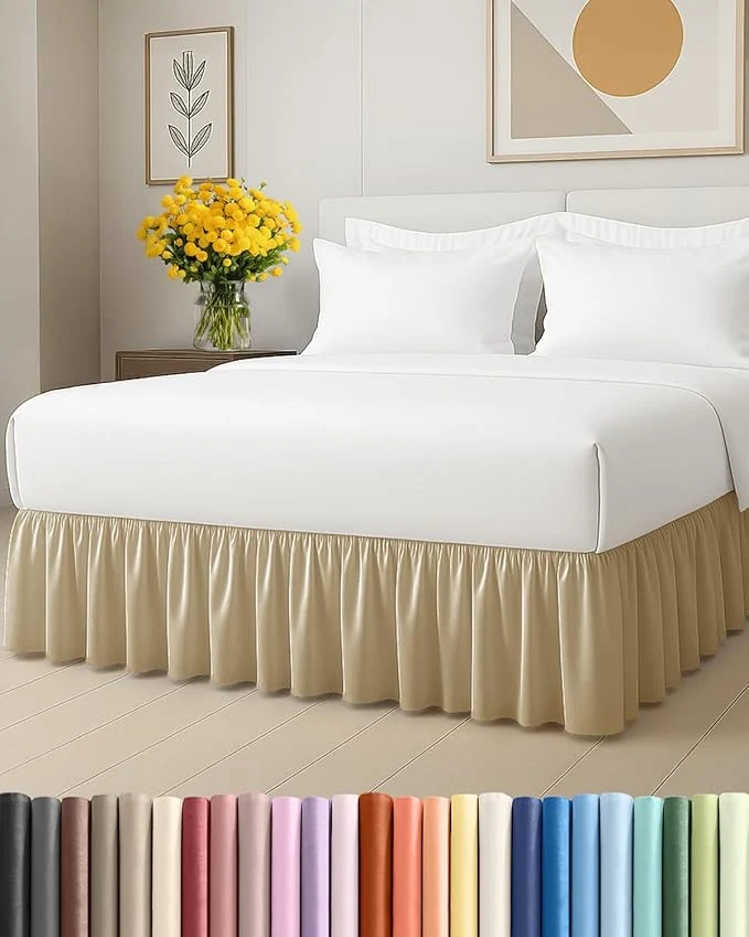 Top-Quality Bedskirt Queen Size Ruffle - 18 inch Drop Dust Ruffle Bed Skirt with Platform - Ultra-Soft Easy Fit Premium Hotel Quality - Wrinkle Fade amp Shrink Resistant - for Women Men Kids and Teens - Beige Fashionable