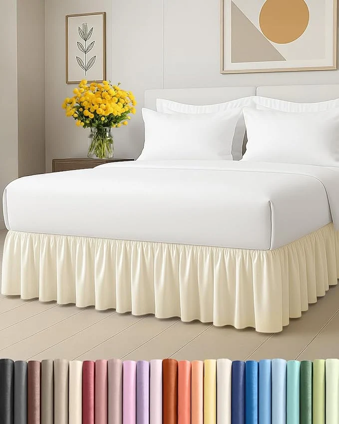 Verified Bedskirt Queen Size Ruffle - 15 inch Drop Dust Ruffle Bed Skirt with Platform - Soft Easy Fit Premium Hotel Quality - Wrinkle Fade amp Shrink Resistant - for Women Men Kids and Teens - Off White High-Grade