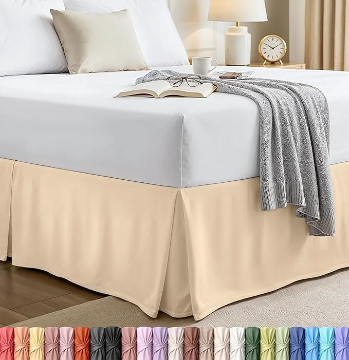 Carefully Designed Utopia Bedding King Bed Skirt - Soft Quadruple Pleated Ruffle - Easy Fit with 16 Inch Tailored Drop - Hotel Quality Shrinkage and Fade Resistant King Beige Advanced