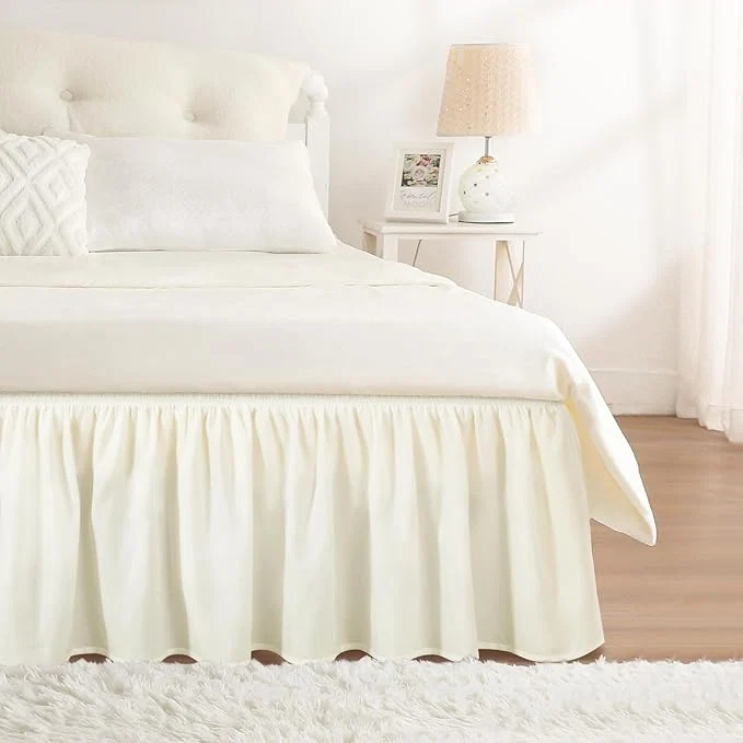 Original Design RIMELA Bed Skirts Full Size Cream Dust Ruffle 15 Inch Drop Wrap Around Elastic Adjustable Bedskirt Bed Skirt for Adjustable Bed Base Soft Durable Fabric Machine Washable Easy to Install Superior