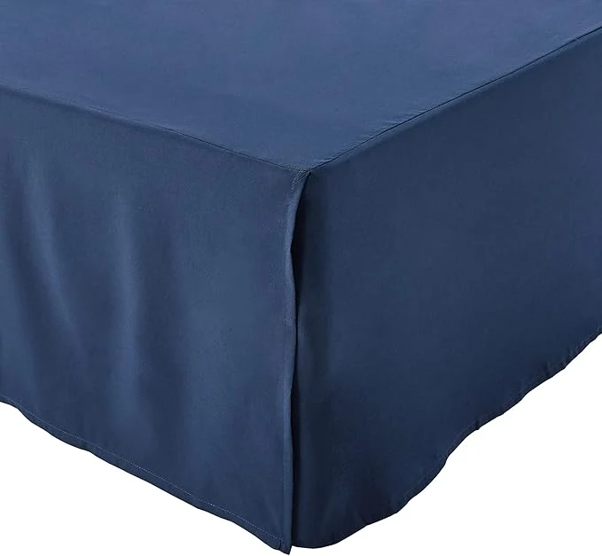 Effective Amazon Basics Lightweight Pleated Bed Skirt King Navy Blue Solid Fashionable