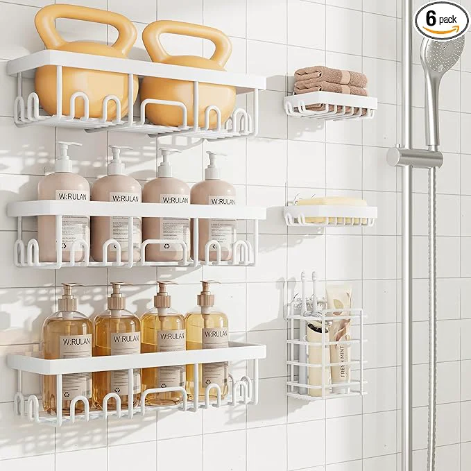 Comfortable Veken 6-Pack Rustproof Waterproof Shower Caddy Adhesive Shelves Rack Luxury