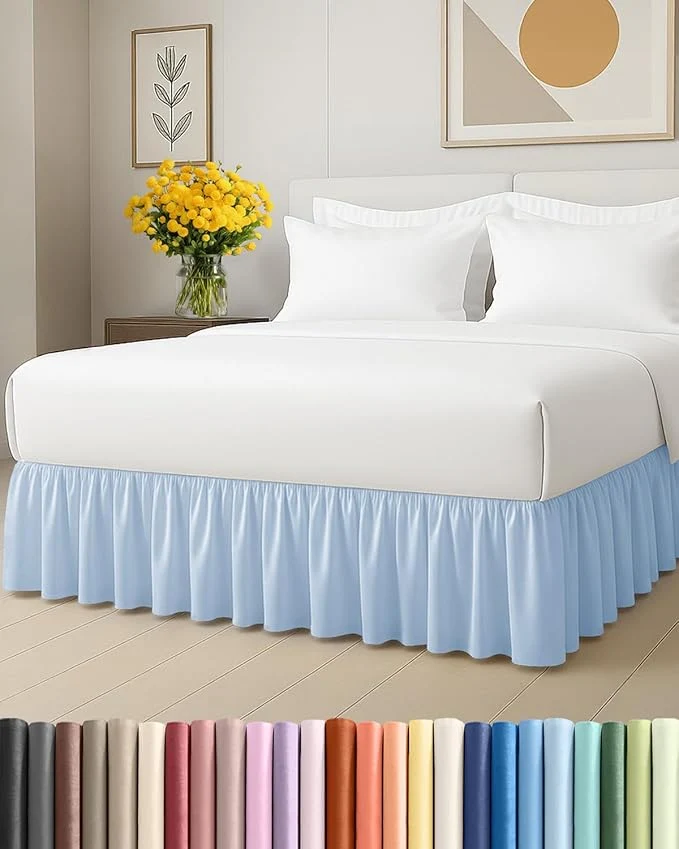 Selected Bedskirt Twin Size Ruffle - 18 inch Drop Dust Ruffle Bed Skirt with Platform - Ultra-Soft Easy Fit Premium Hotel Quality - Wrinkle Fade amp Shrink Resistant - for Women Men Kids amp Teens - Sky Blue Original