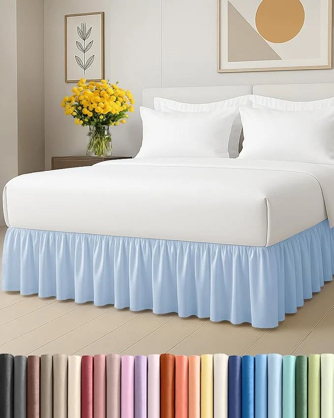 Prestigious Bedskirt Twin Size Ruffle - 15 inch Drop Dust Ruffle Bed Skirt with Platform - Ultra-Soft Easy Fit Premium Hotel Quality - Wrinkle Fade amp Shrink Resistant - for Women Men Kids amp Teens - Sky Blue Authentic