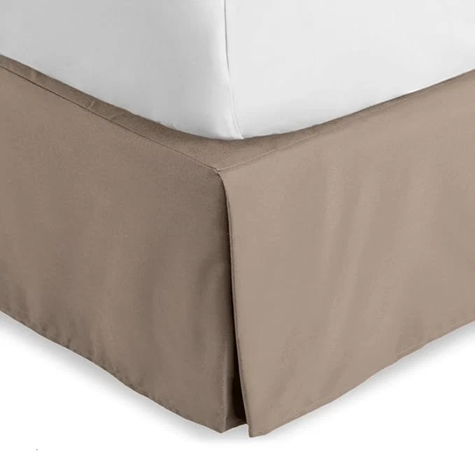 Organic Bare Home King Bed Skirt - 15-Inch Tailored Drop Easy Fit - Bed Skirt for Beds - Center amp Corner Pleats King Taupe Authentic