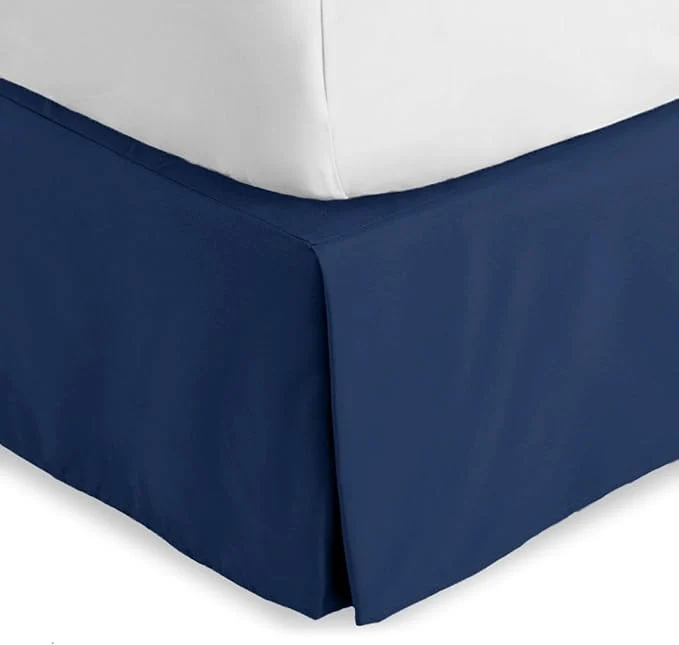Effective Bare Home California King Bed Skirt - 15-Inch Tailored Drop Easy Fit - Bed Skirt for Cal King Beds - Center amp Corner Pleats Cal King Dark Blue Exclusive