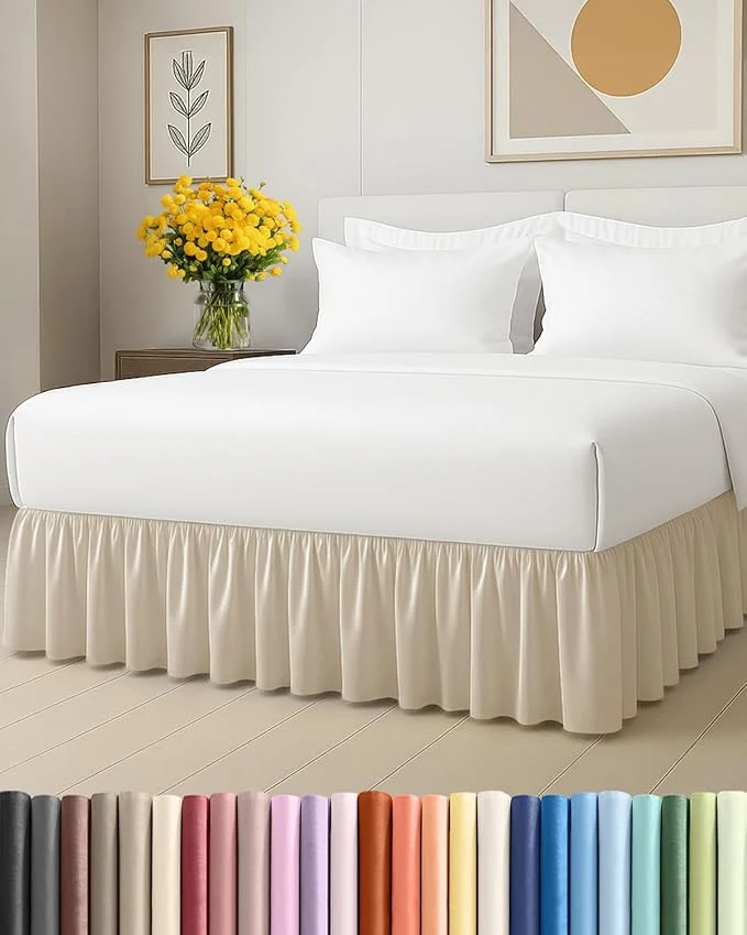 Convenient Bedskirt Twin Size Ruffle - 12 inch Drop Dust Ruffle Bed Skirt with Platform - Ultra-Soft Easy Fit Premium Hotel Quality - Wrinkle Fade amp Shrink Resistant - for Women Men Kids and Teens - Wheat Green