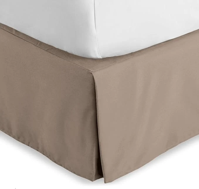Smart Bare Home Full Bed Skirt - 15-Inch Tailored Drop Easy Fit - Bed Skirt for Beds - Center amp Corner Pleats Full Taupe Contemporary