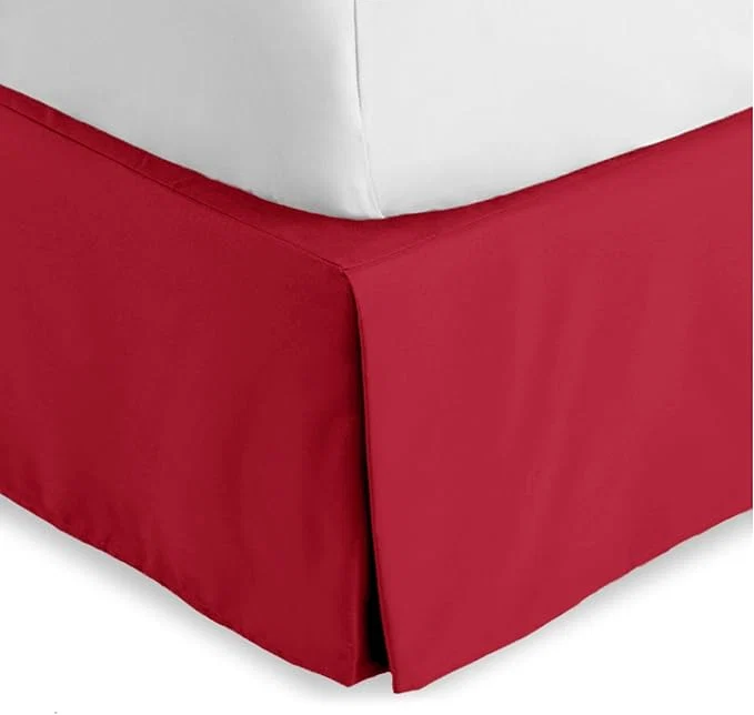 Top-Quality Bare Home Full Bed Skirt - 15-Inch Tailored Drop Easy Fit - Bed Skirt for Beds - Center amp Corner Pleats Full Red Versatile