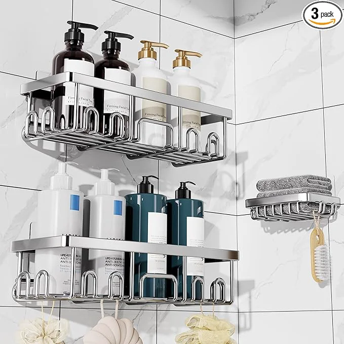 Reusable Veken Shower Caddy 3-Pack Advanced Rustproof Design No Drilling Adhesive Sophisticated