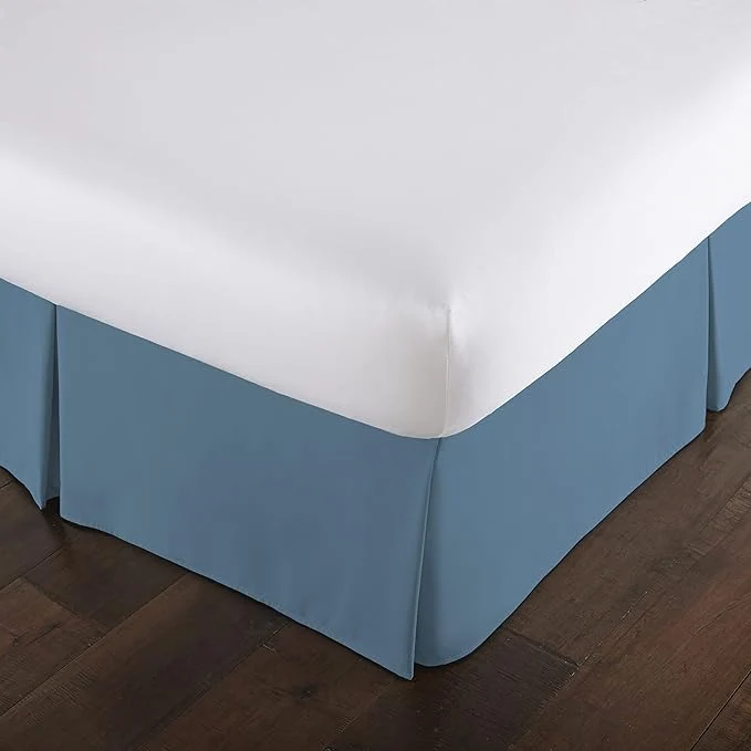 Elite Southshore Fine Living Inc. King Bedskirt 14 Inch Drop - Pet Hair Resistant Dust Ruffle for King Size Bed - Wrinkle Durable Microfiber Hotel Quality Bed Skirting Easy Care - Coronet Blue Refined