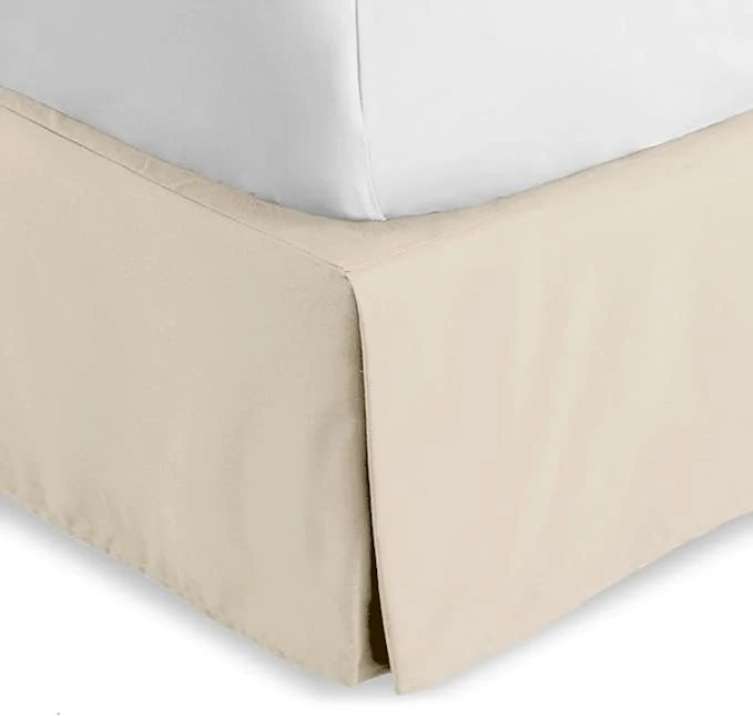 Lightweight Bare Home King Bed Skirt - 15-Inch Tailored Drop Easy Fit - Bed Skirt for Beds - Center amp Corner Pleats King Sand Smart