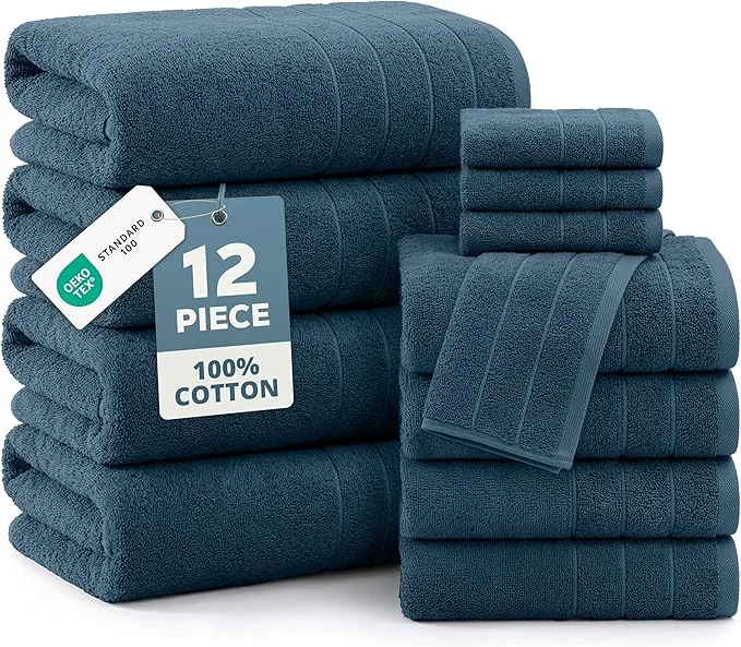 Prestigious CASA PLATINO Luxury Cotton Bathroom Towels Set Fashionable