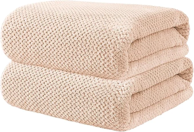 High-Grade 2 Pack Bath Towel Set Lightweight Waffle Bath Towel Set Microfiber Super Soft World-Class