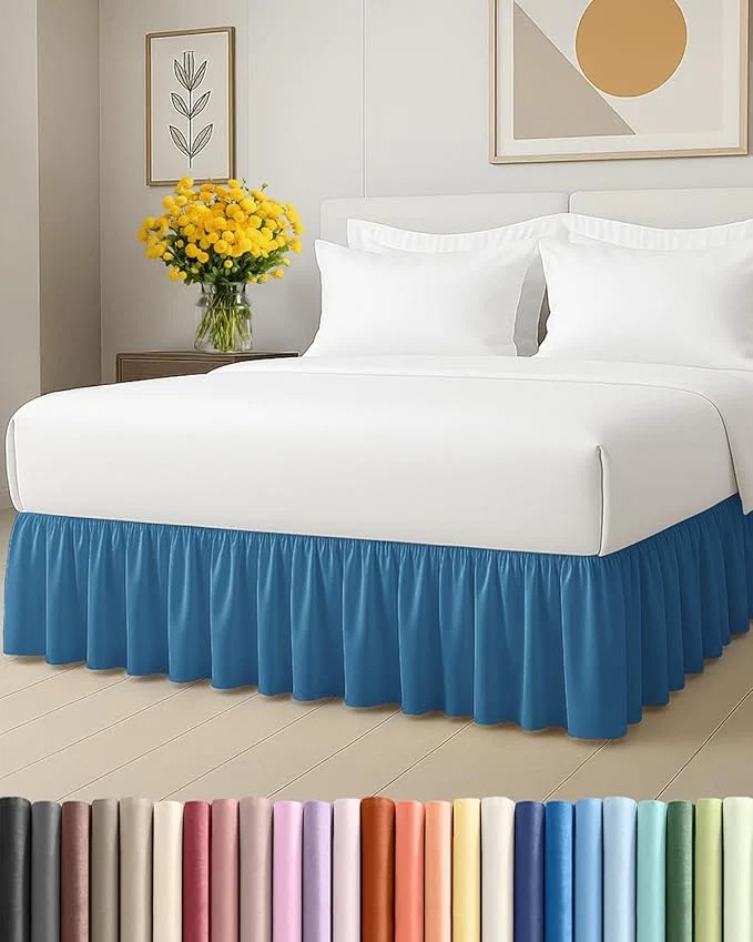 Healthy Bedskirt Queen Size Ruffle - 12 inch Drop Dust Ruffle Bed Skirt with Platform - Soft Easy Fit Premium Hotel Quality - Wrinkle Fade amp Shrink Resistant - for Women Men Kids and Teens - Denim Blue Refined